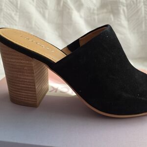 Lisa & Vicky Virtue Black Suede Women's Mules Size 8.5